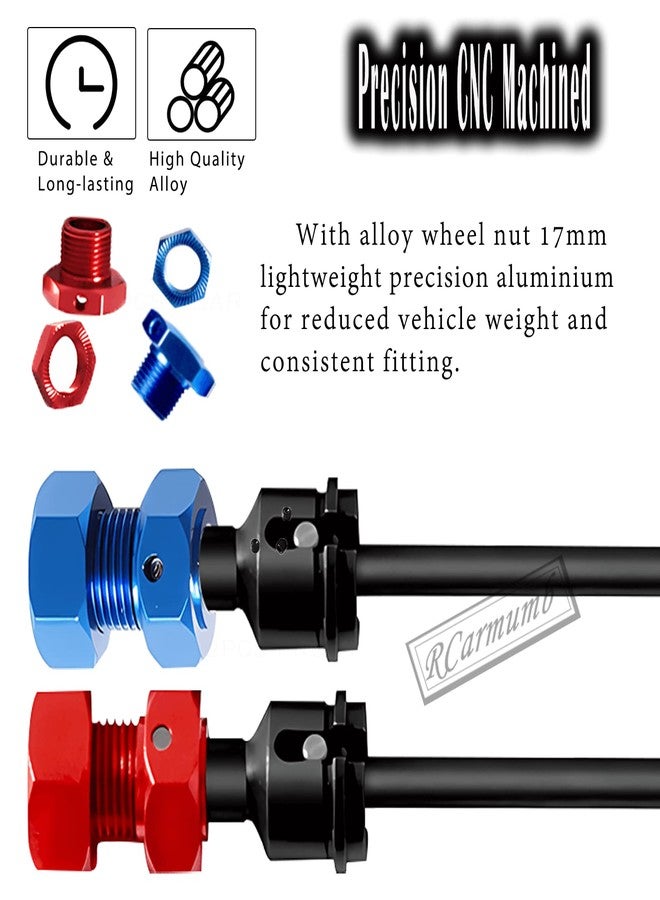 Rcarmumb RC Drive Shaft CVD Axles Upgrades Part for 1/8 Typhon 6s, 1/7 Felony Limitless Roller Infraction 6s Blx，Steel Front Rear 4PCS Driveshafts w/17mm Wheel Hex Hub Hops Up,Red - Image 5